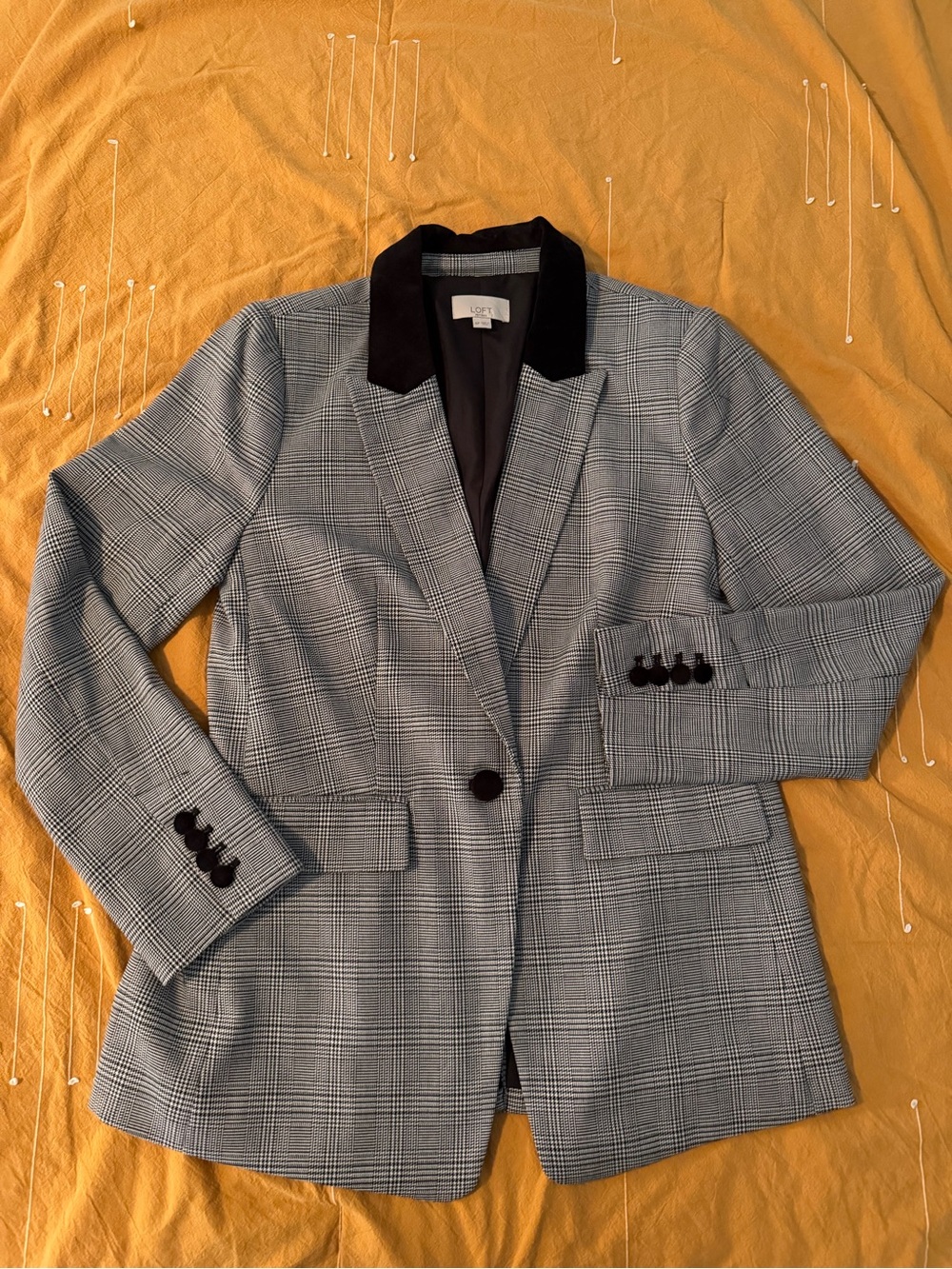 LOFT Black and White Plaid Blazer